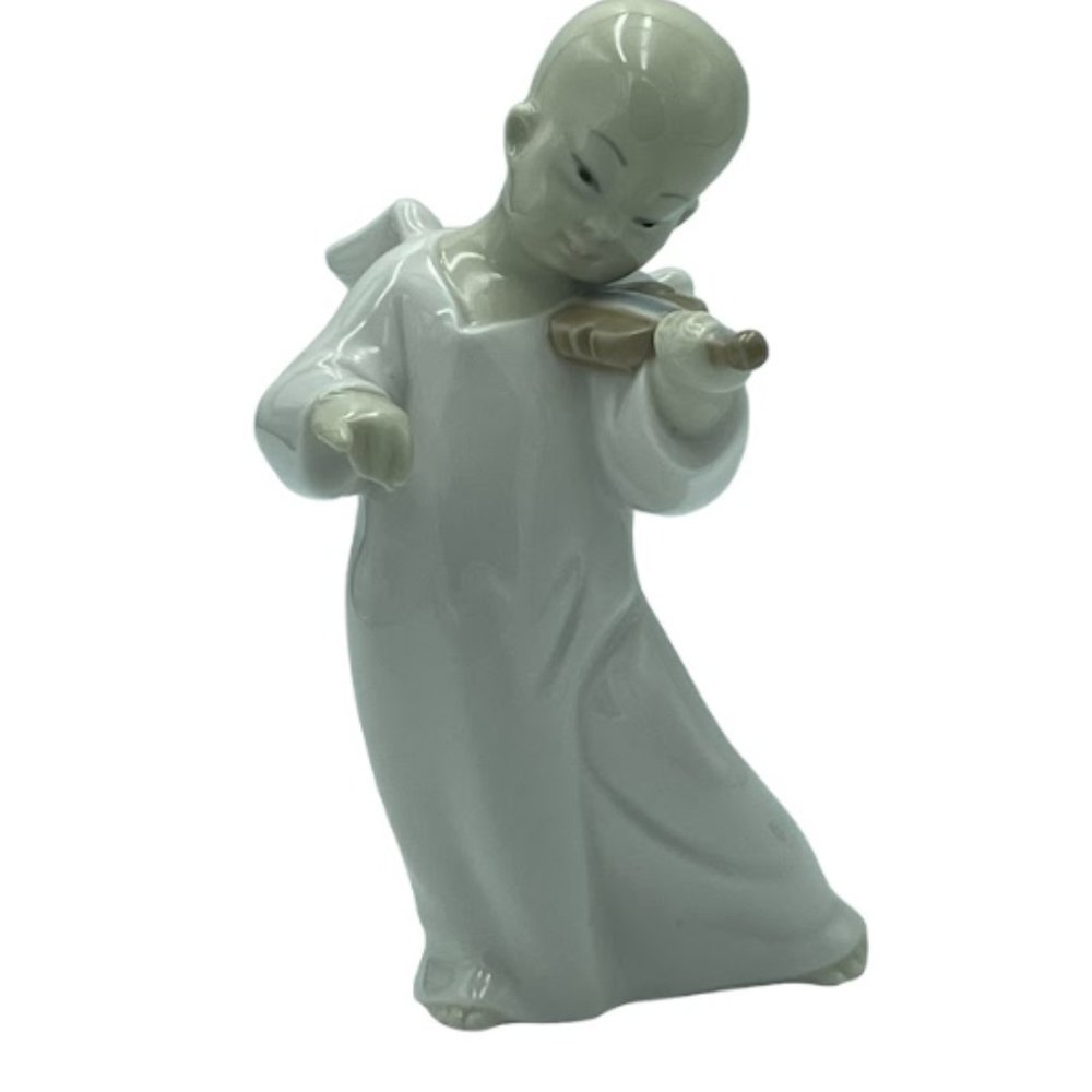 Vintage Lladro Chinese Angel Figurine Playing Violin Home Collectible Art Décor